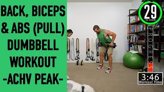 Back Biceps amp Abs Dumbbell Workout  Pull Workout ACHVPEAK [upl. by Drawe240]