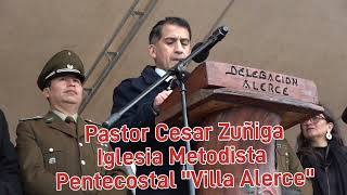 MENSAJE DEL PASTOR CESAR ZUÑIGA EN DESFILE DE FIESTAS PATRIAS EN ALERCE HISTORICO 13924 [upl. by Daht811]