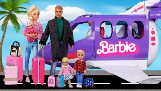 Barbie Family Toddler Dolls Travel Routine [upl. by Cinnamon]