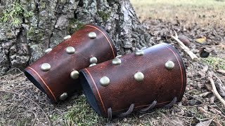 Making Studded Leather Armor  Barbarian Bracers [upl. by Hafeetal]