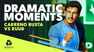 Dramatic Moments In Carreno Busta vs Ruud Rollercoaster  Barcelona 2022 Highlights [upl. by Nytsyrk386]