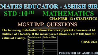 The following distribution shows the weekly pocket allowance of 64 children of a locality If the [upl. by Libbey]