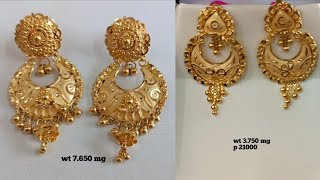 latest gold chandbali earrings designs with weight and price  chandbali earrings gold 2022 [upl. by Alliuqet]