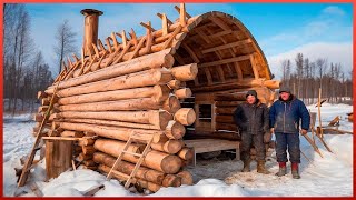 Two Brothers Build Amazing Log Cabin Off Grid From Scratch  by lifeinthesiberianforest1 [upl. by Laks]