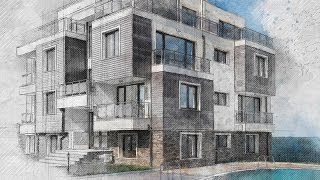 Architecture Sketch Photoshop Effect Tutorial [upl. by Alimac]