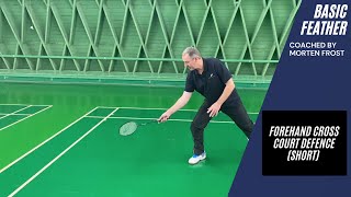 How to play the forehand cross court defence short  Badminton tutorial by Basic Feather [upl. by Wooster]