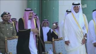 Saudi King Salman performs traditional Qatari dance N24India [upl. by Enitsahc643]