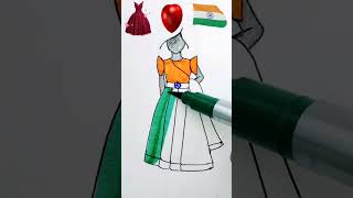 I have made flag in frock 👗 drawing by sketch colour 2024 drawing flag indianflag [upl. by Annaili387]