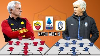 AS ROMA VS ATALANTA  MOURINHO VS GASPERINI POTENTIAL STARTING LINEUP SERIE A 2024 MATCH WEEK 19 [upl. by Mccormac]