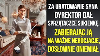 Za uratowanie syna dyrektor dał sprzątaczce sukienkę Zabierając ją na negocjacje oniemiał [upl. by Tnomyar]