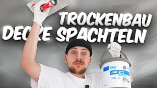 TROCKENBAU DECKE SPACHTELN Q1Q4 mit Knauf Uniflott So gehts richtig ✅ Anleitung vom Profi 👷🏼‍♂️ [upl. by Ojeibbob]