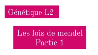 Génétique L2  les conséquences de la méiose chez les diploides  lois de mendel  partie 1 [upl. by Enirac]