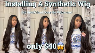 HD Synthetic wig install😱  My bestie does my voiceover funny  Ft Beauty Exchange  Mya Monét [upl. by Johnsson]