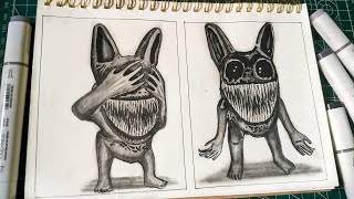 Drawing Jumpscare of Monsters Bunny  Zoonomaly Bosses [upl. by Rabma614]