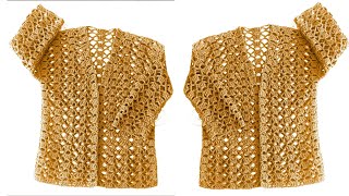 Very Easy 💯 Crochet New Stitch for Sweater Vest Cardigan Top Blouse [upl. by Adnocahs]