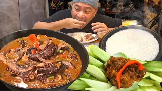 SPICY ADOBONG OCTOPUS MANGGA AT BAGOONG Filipino Food Mukbang Love The Philippines [upl. by Wallach]