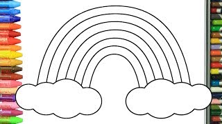 Wie zeichnet man Regenbogen Sonne und Wolke  Zeichnen und Ausmalen für Kinder [upl. by Trisa]