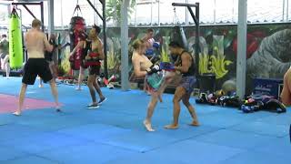 Muay Thai training for the kid on the eve of Songkran in Koh Samui Thailand [upl. by Yezdnil823]