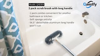 Qaestfy 2 Pack Bathtub Tub and Tile Cleaning Scrub Brushes with Long Handle Model QAE004 [upl. by Pierette]