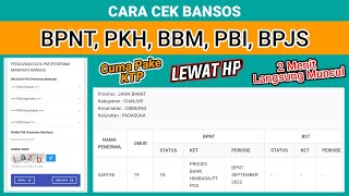 CARA CEK BANSOS  BPNT PKH BBM PBI DLL  LEWAT HP [upl. by Dyrrej]