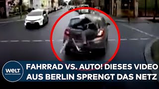 BERLIN Dieses UnfallVideo sprengt das Netz Radfahrer vs Auto  und eine Frage steht im Raum [upl. by Vaasta721]