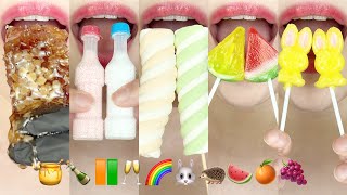 asmr EMOJI FOOD 🍯🍾🟧🟩🥂🌈🐰🦔🍉🍊🍇 HONEY COMB MARSHMALLOW 이모지 먹방 꿀 마시멜로 eating sounds [upl. by Mandi]