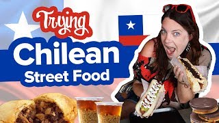 Chilean Food is Crazy Good Street Food feast Completo Empanada de pino Mote con huesillo  more [upl. by Stricklan]