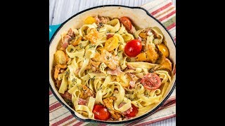 Bacon and Chanterelle Mushroom Tagliatelle [upl. by Anaujal]