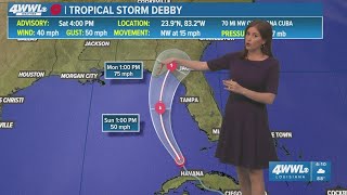 Tropical Storm Debby forms in the Gulf of Mexico heading to Florida [upl. by Eelnyl265]