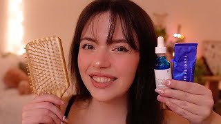 ASMR ❄️ Cozy Winter Personal Attention hairbrushing skincare layered sounds ear cleaning [upl. by Nibuz]