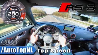 Audi RS3 Sportback 400HP ACCELERATION amp TOP SPEED 290kmh AUTOBAHN POV Test Drive by AutoTopNL [upl. by Hayikaz676]