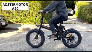 AOSTIRMOTOR A20 FatTire Folding Electric Bike Review [upl. by Anirhtak760]