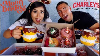 Epic Cheat Day 11  Moonbridge Ice Cream Themed Doughnuts MUKBANG amp EATING Charleys Cheesesteaks [upl. by Vidda]