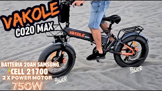 Vakole CO20 Max 750W2 Doppio Motore 20quot Fat Bike  QUESTO è UN TRENO NON UNA EBIKE [upl. by Leidgam]