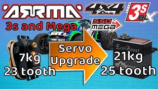 Arrma 3sMega Servo upgrade Vorteks Granite Big Rock Typhon Senton 23t Spektrum  25t EcoBoost [upl. by Harris]