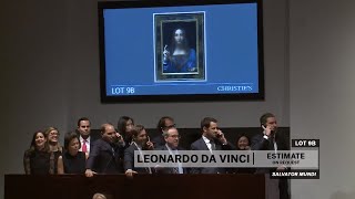 Leonardo da Vincis Salvator Mundi  2017 World Auction Record  Christies [upl. by Aenel]