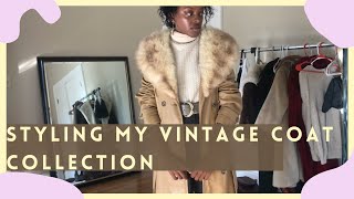 STYLING MY VINTAGE COAT COLLECTION winter outfit ideas styling my mostly THRIFTED wardrobe [upl. by Eiralc]