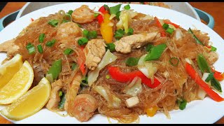 PANCIT SOTANGHON GUISADO WITH CHICKEN amp SHRIMP  VERMICELLI NOODLES  PANCIT SOTANGHON GUISADO [upl. by Yentruok]