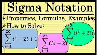 How to Evaluate Sums in Sigma Notation  Summation Formulas and Examples [upl. by Anilat]