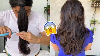 Como Cortei Meu Cabelo Repicado Sozinha 😍 Cortar o cabelo em casa [upl. by Nesyt]