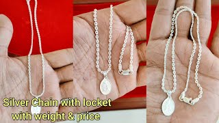 Silver Chain with locket with price 2024Silver new chain with weight and price 2024 [upl. by Artsa533]