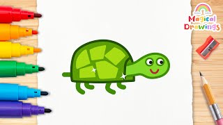 Tiddles the Tortoise Peppa Pigs Turtle Drawing Painting amp Coloring for Kids  Easy Tiddles Drawing [upl. by Oniger]