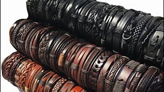 8 Leather Bracelet DIY  how to make leather bracelet  adjustable leather bracelets [upl. by Amlet100]