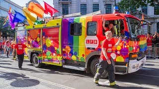 Fire amp Rescue  Ambulance and Police at Pride In London 2017 parade [upl. by Ireg]