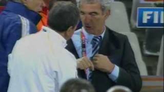 Frances Raymond Domenech refuses to shake hands with South Africas manager Carlos Alberto Parreira [upl. by Stephine]