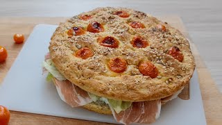 FOCACCIA ALTA SOFFICE FARCITA IMPASTATA A MANO con LIEVITO MADRE CEREALI E SEMI  FRANCESKA CHEF [upl. by Dosi]