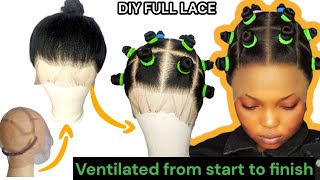 How to DIY ventilate a full lace wig using split method with braid extension  Extremely detailed [upl. by Suryt596]