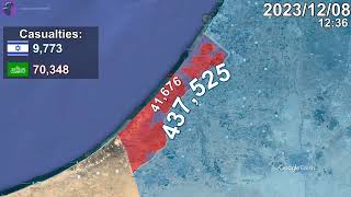 IsraelHamas War Every Day to 2024 Mapped using Google Earth [upl. by Asilem]