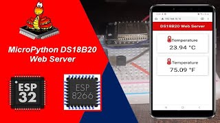 Demo MicroPython DS18B20 Web Server with ESP32 ESP8266 Weather Station [upl. by Yennor842]