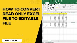 How To Convert A Read Only Excel File To A Editable File [upl. by Alol848]